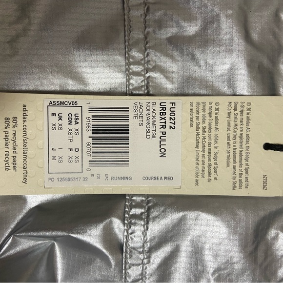 adidas by Stella McCartney Silver and Black Collection Pull-On Jacket - Picture 5 of 12